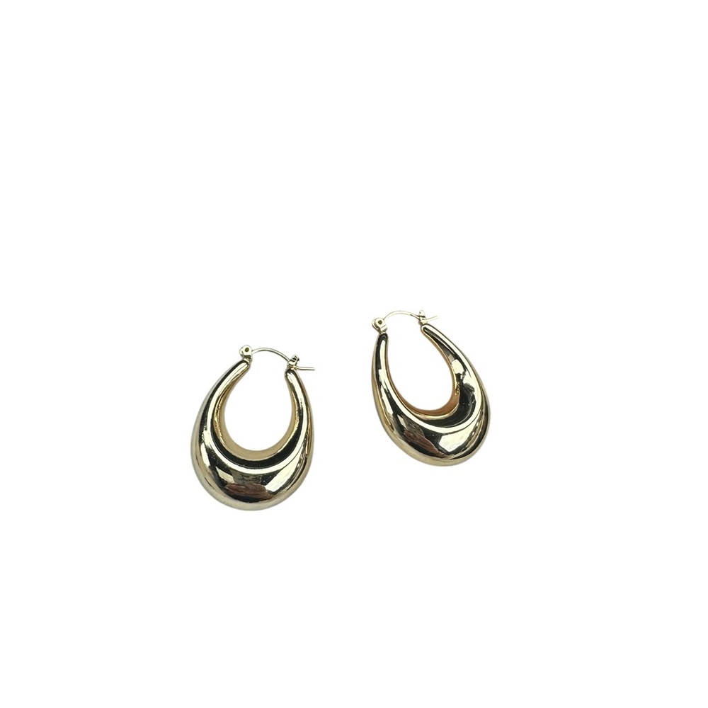 Teardrop Hollow Center Gold Drop Hoop Earrings